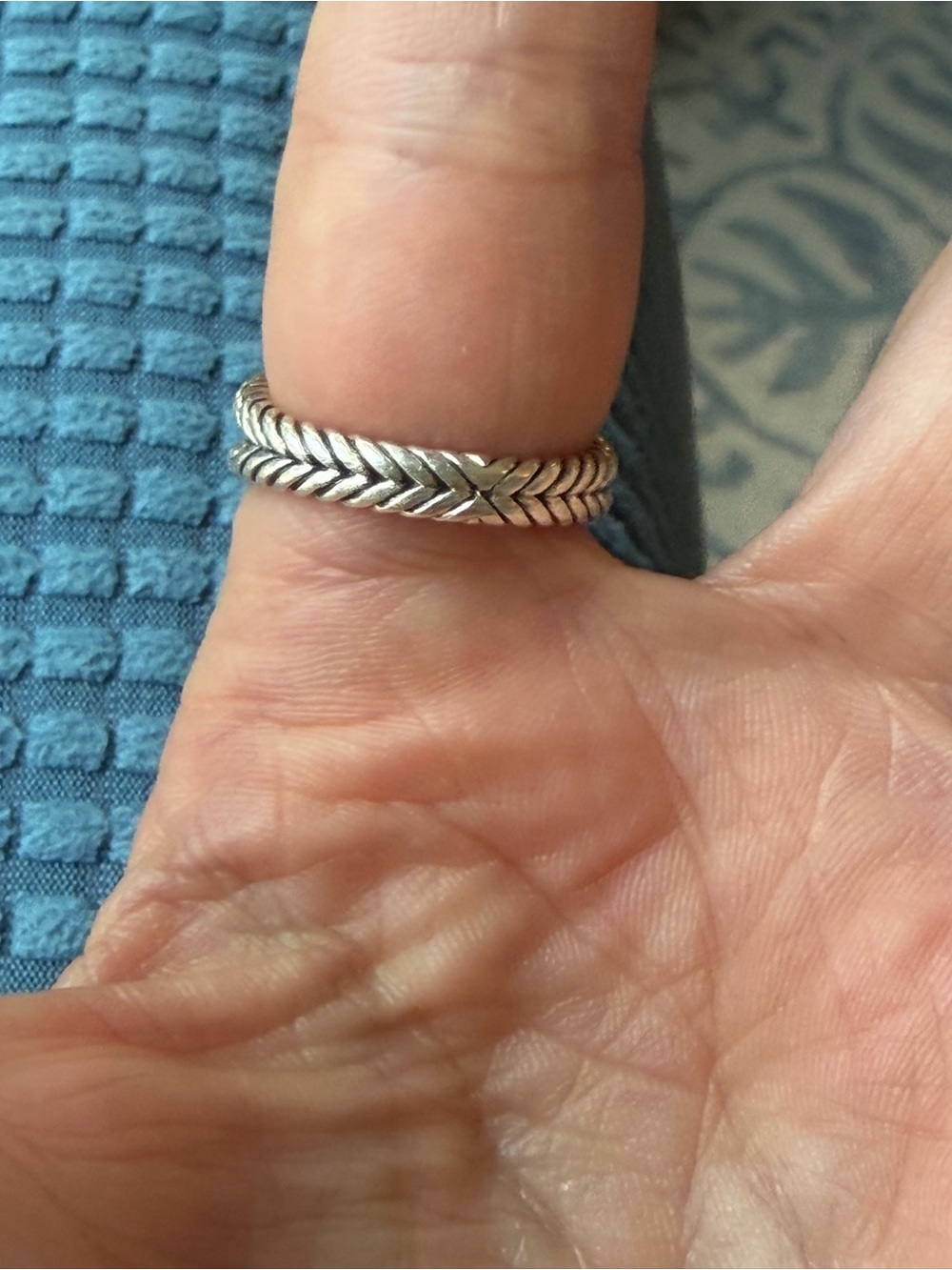 David Yurman Petite Albion Diamond Cable Ring 925 Sterling Silver Sz 7 - Picture 4 of 7